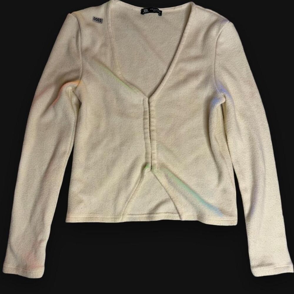 Zara Women's Cream and White Cardigan